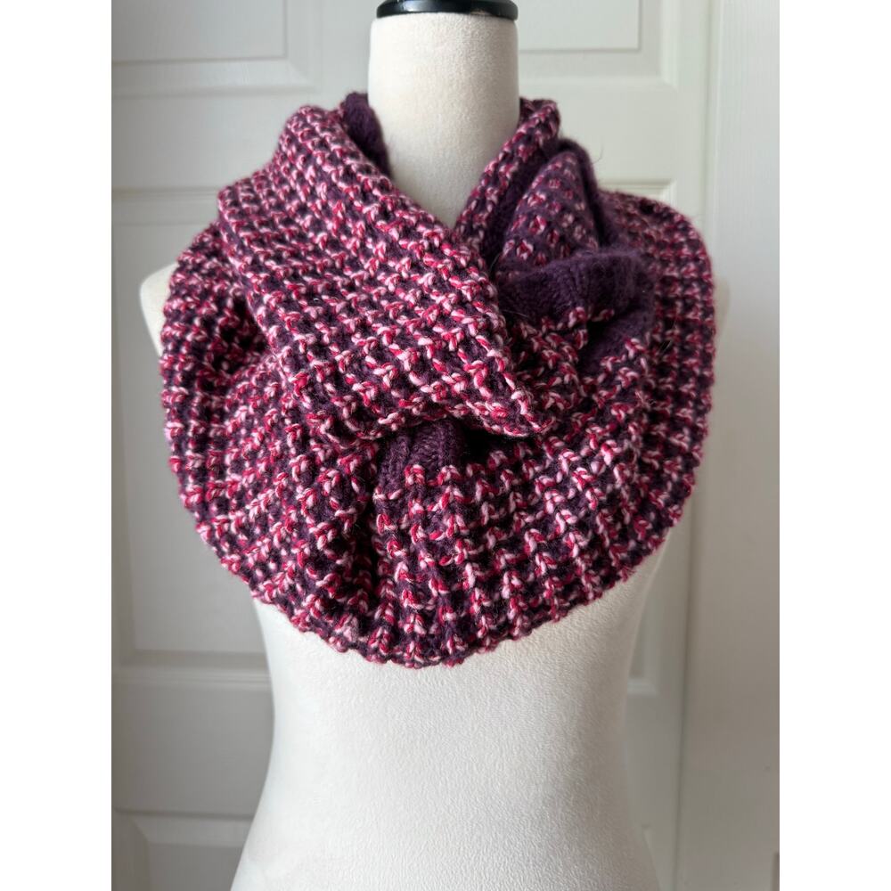 LOFT‎ NWT Purple Burgundy Marled Knit Infinity Loop Scarf Wool Blend Chunky Cozy
